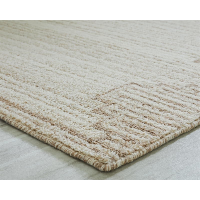 Bowery Hill Modern / Contemporary Wool Beige Finish Large Rug