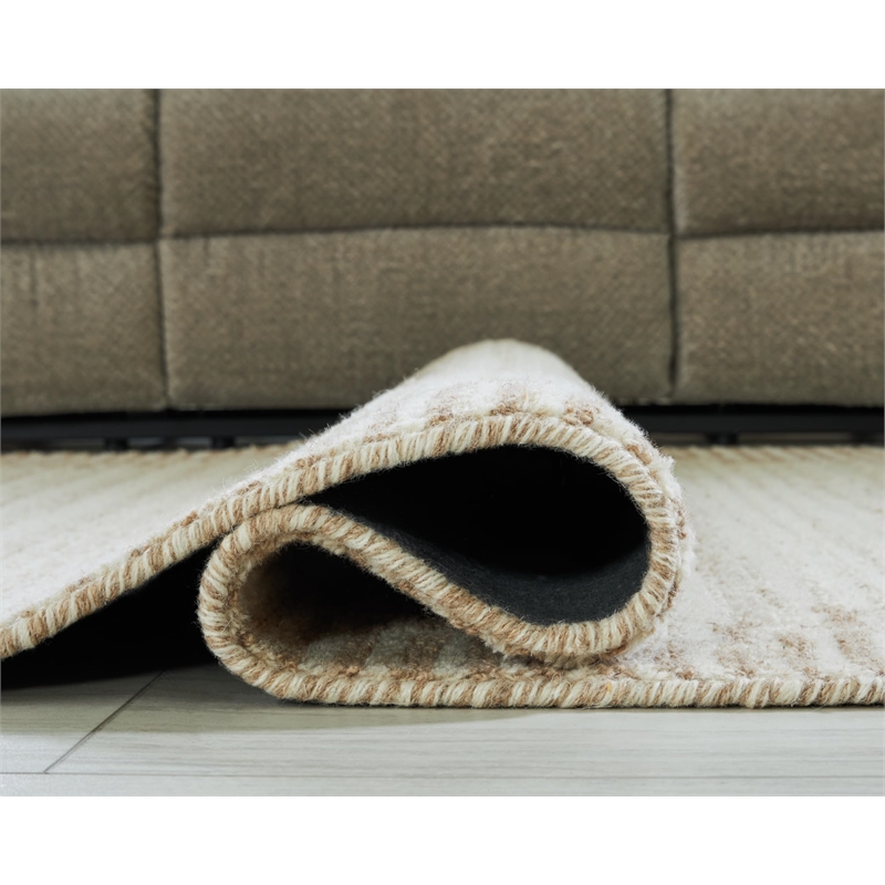 Bowery Hill Modern / Contemporary Wool Beige Finish Large Rug