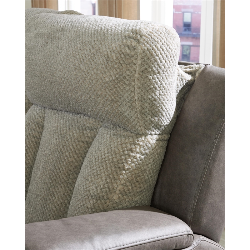 Bowery Hill Contemporary Faux Leather Gray Finish Power Reclining Sofa