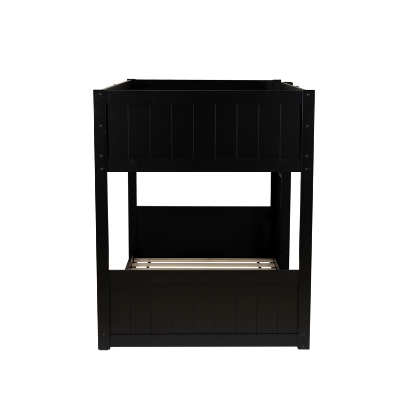 Bowery Hill Solid Rubberwood Black Low Profile Twin Bunk Bed