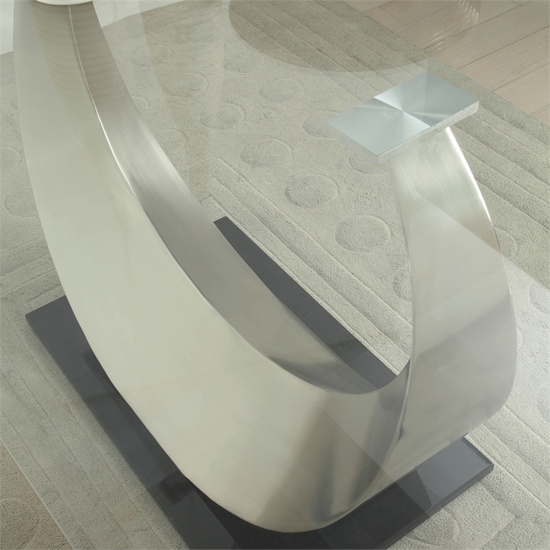 Bowery Hill Contemporary Stainless Steel 7-Piece Dining Table Set in Silver
