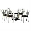 Bowery Hill Contemporary Stainless Steel 7-Piece Dining Table Set in Silver
