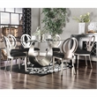 Bowery Hill Contemporary Stainless Steel 7-Piece Dining Table Set in Silver