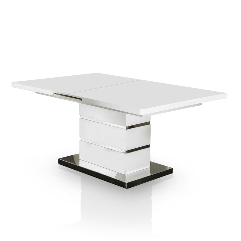 Bowery Hill Contemporary Metal 7-Piece Dining Table Set in White