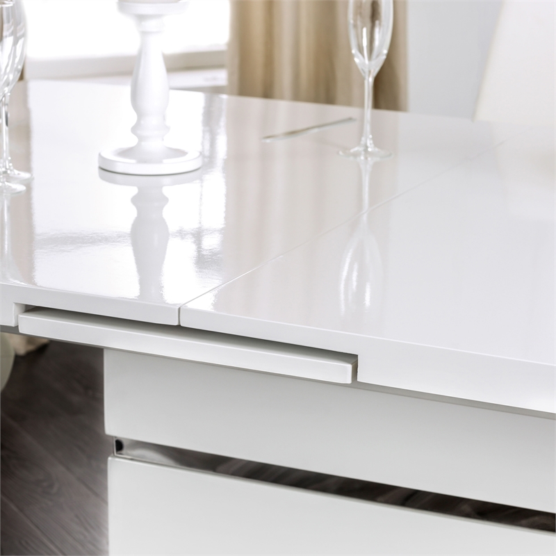 Bowery Hill Contemporary Metal 7-Piece Dining Table Set in White