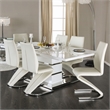 Bowery Hill Contemporary Metal 7-Piece Dining Table Set in White