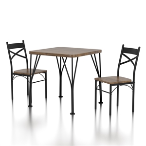 Bowery Hill Transitional Metal 3-Piece Dining Set in Antique Brown