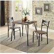 Bowery Hill Transitional Metal 3-Piece Dining Set in Antique Brown