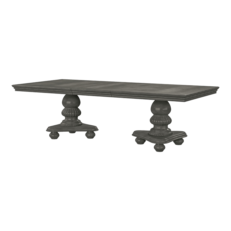 Bowery Hill Transitional Wood 9-Piece Extendable Dining Set in Gray