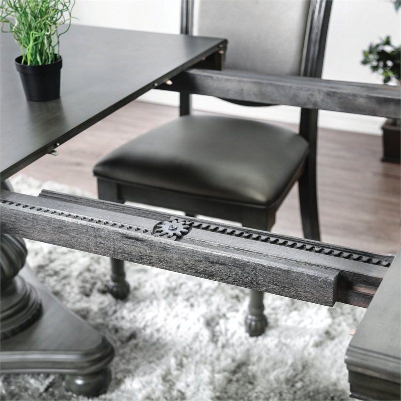 Bowery Hill Transitional Wood 9-Piece Extendable Dining Set in Gray