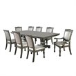 Bowery Hill Transitional Wood 9-Piece Extendable Dining Set in Gray