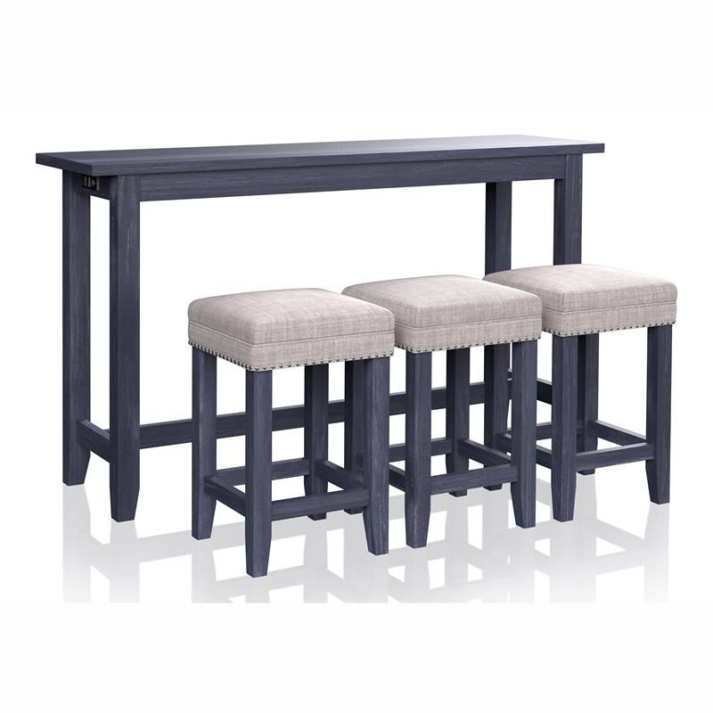 Bowery Hill Transitional Wood 4-Piece Counter Height Dining Set in Blue