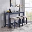 Bowery Hill Transitional Wood 4-Piece Counter Height Dining Set in Blue
