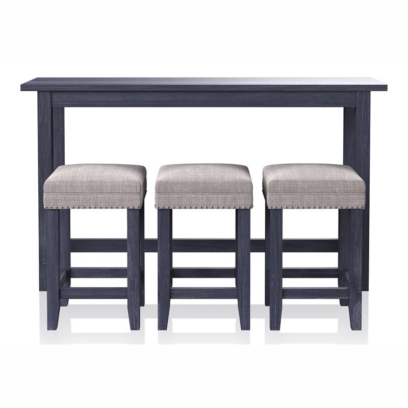 Bowery Hill Transitional Wood 4-Piece Counter Height Dining Set in Blue