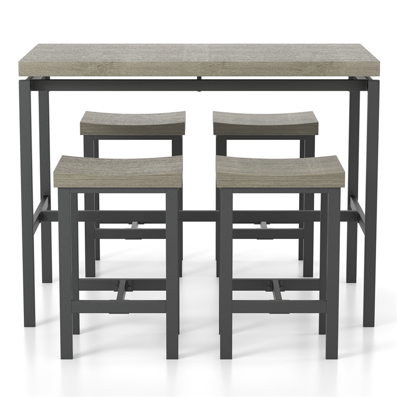 Bowery Hill Contemporary Metal 5-Piece Counter Height Table Set in Gray