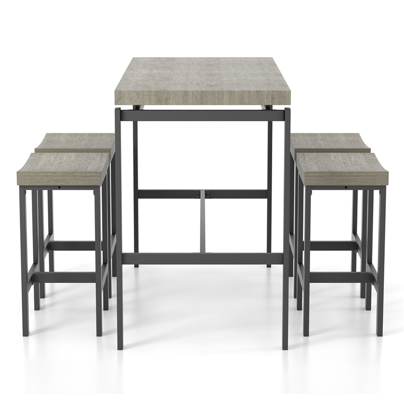 Bowery Hill Contemporary Metal 5-Piece Counter Height Table Set in Gray