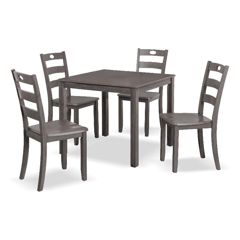 Bowery Hill Transitional 5-Piece Wood Dining Table Set in Gray