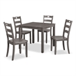 Bowery Hill Transitional 5-Piece Wood Dining Table Set in Gray