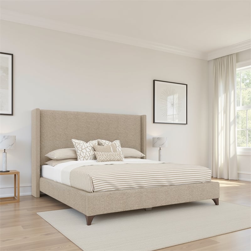 Bowery Hill Upholstered Tan King Bed Rectangular 57.5