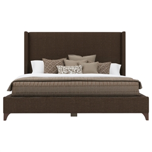 Bowery Hill Modern Upholstered Queen Bed in Brown Performance Fabric