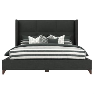 Bowery Hill Upholstered Charcoal King Bed Rectangular Performance Fabric