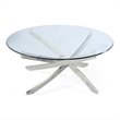 Bowery Hill Contemporary Round Cocktail Table in Brushed Nickel