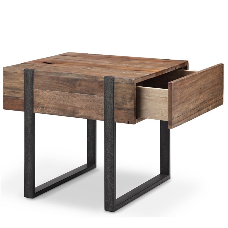 Bowery Hill Reclaimed Wood Contemporary End Table in Rustic Honey