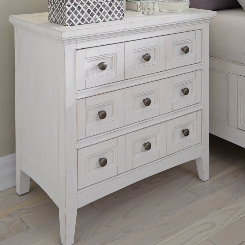 Bowery Hill Relaxed Traditional Soft White 3 Drawer Nightstand