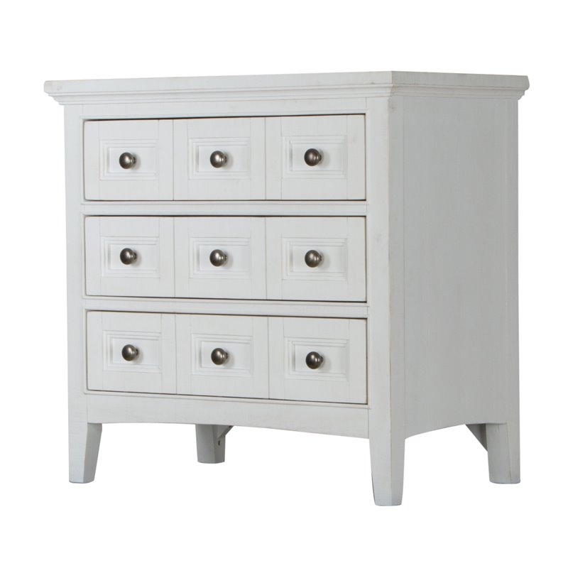 Bowery Hill Relaxed Traditional Soft White 3 Drawer Nightstand