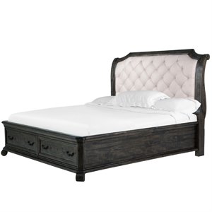 Bowery Hill Wood Traditional Peppercorn Queen Sleigh Storage Bed