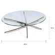 Bowery Hill Contemporary Tempered Clear Glass Top Oval Cocktail Table