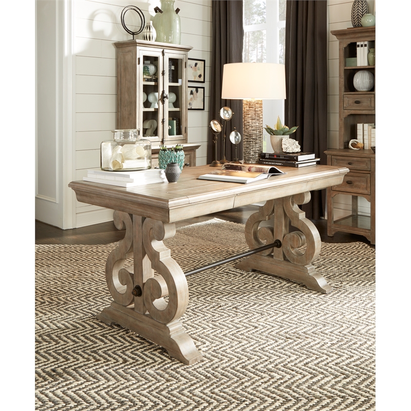 Bowery Hill Wood European Traditional Writing Desk in Gray Finish