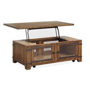 Bowery Hill Contemporary Top Storage Cocktail Table w/Casters