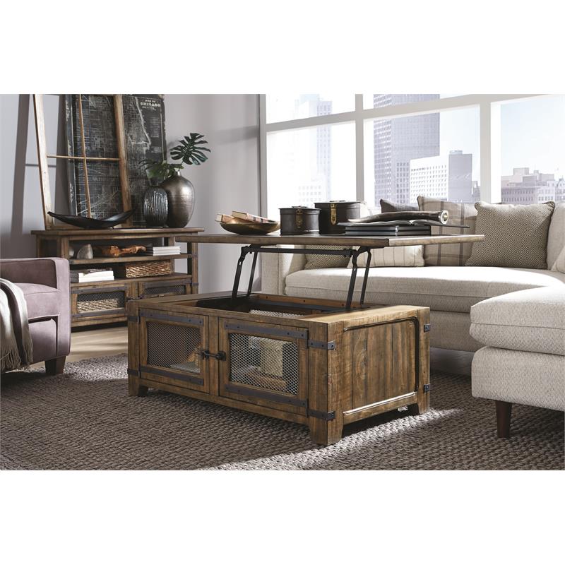 Bowery Hill Contemporary Top Storage Cocktail Table w/Casters