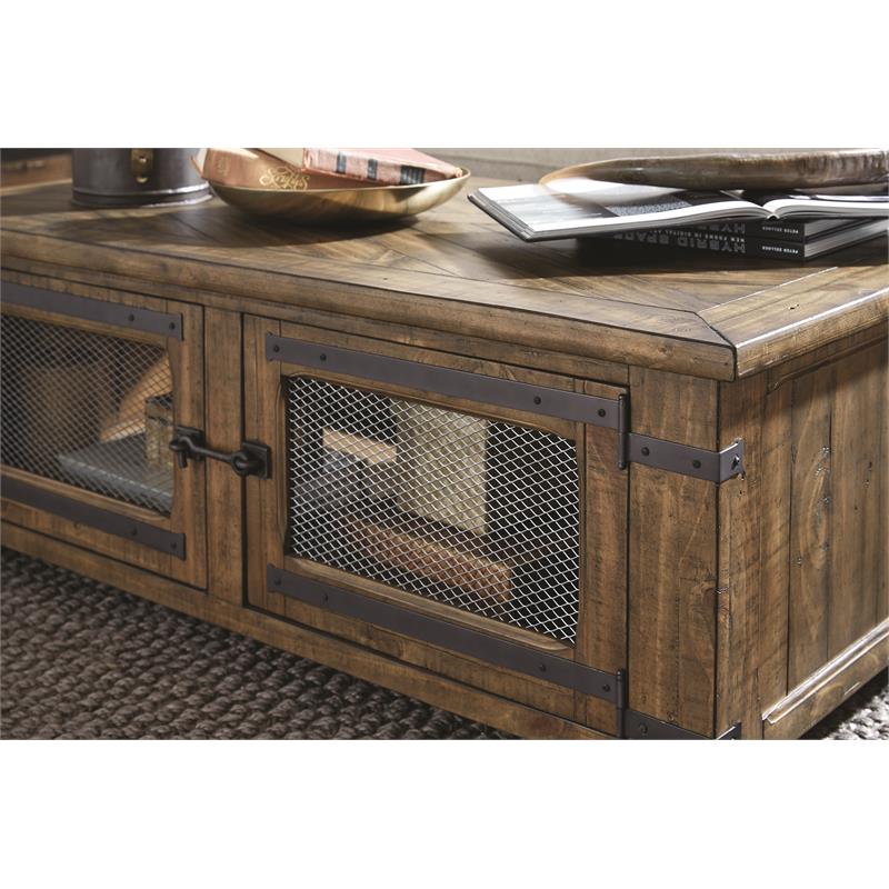 Bowery Hill Contemporary Top Storage Cocktail Table w/Casters