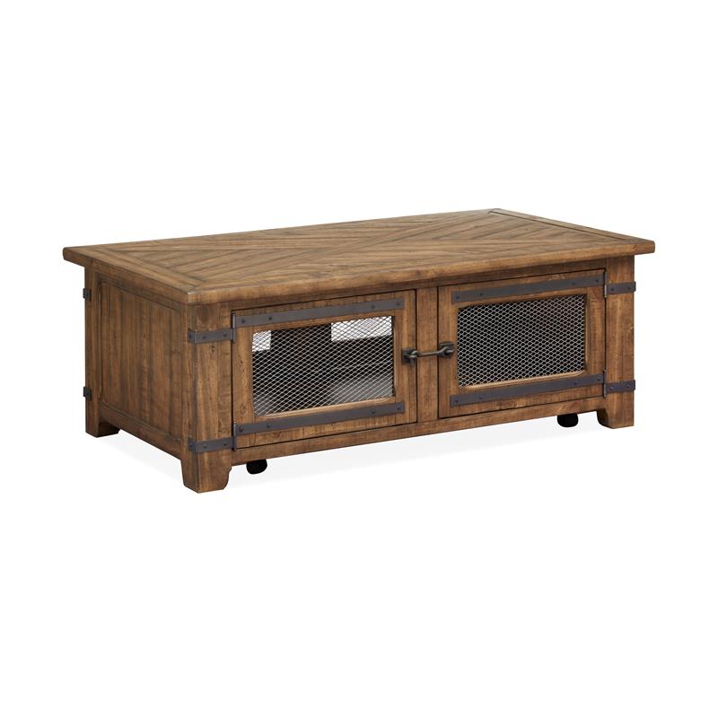 Bowery Hill Contemporary Top Storage Cocktail Table w/Casters