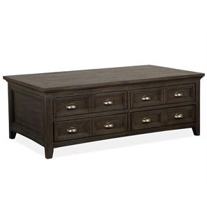 Bowery Hill Transitional Lift Top Storage Cocktail Table w/Casters