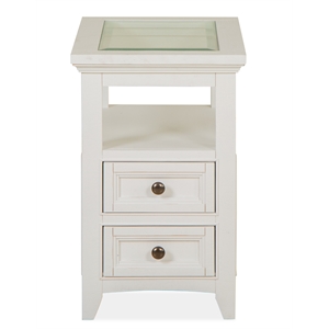 Bowery Hill Wood Transitional Chairside End Table in White Finish