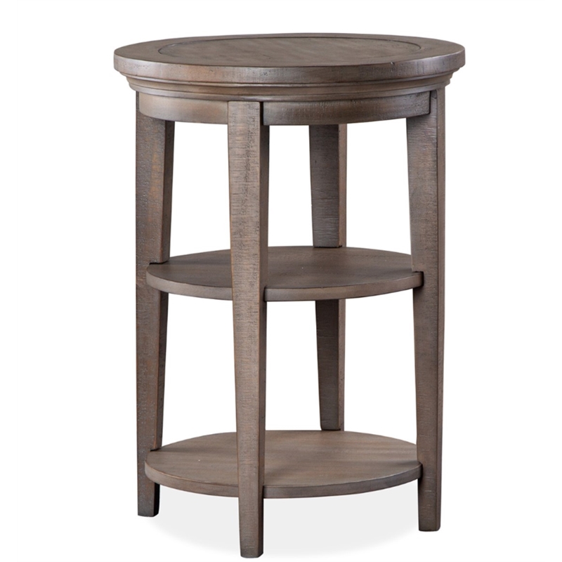 Bowery Hill Wood Transitional Round Accent End Table in Gray Finish
