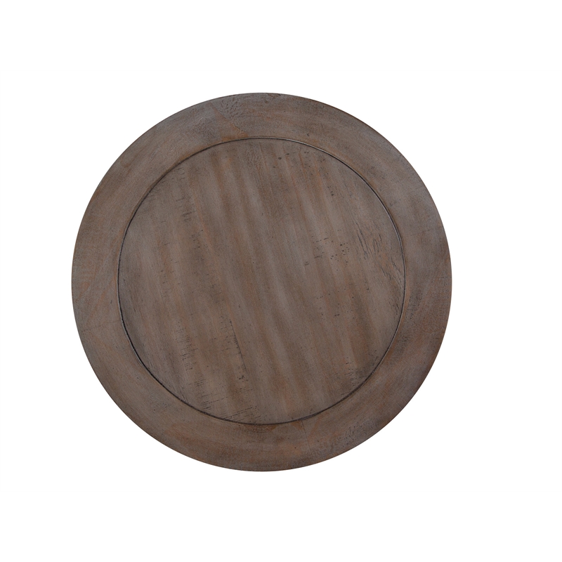 Bowery Hill Wood Transitional Round Accent End Table in Gray Finish