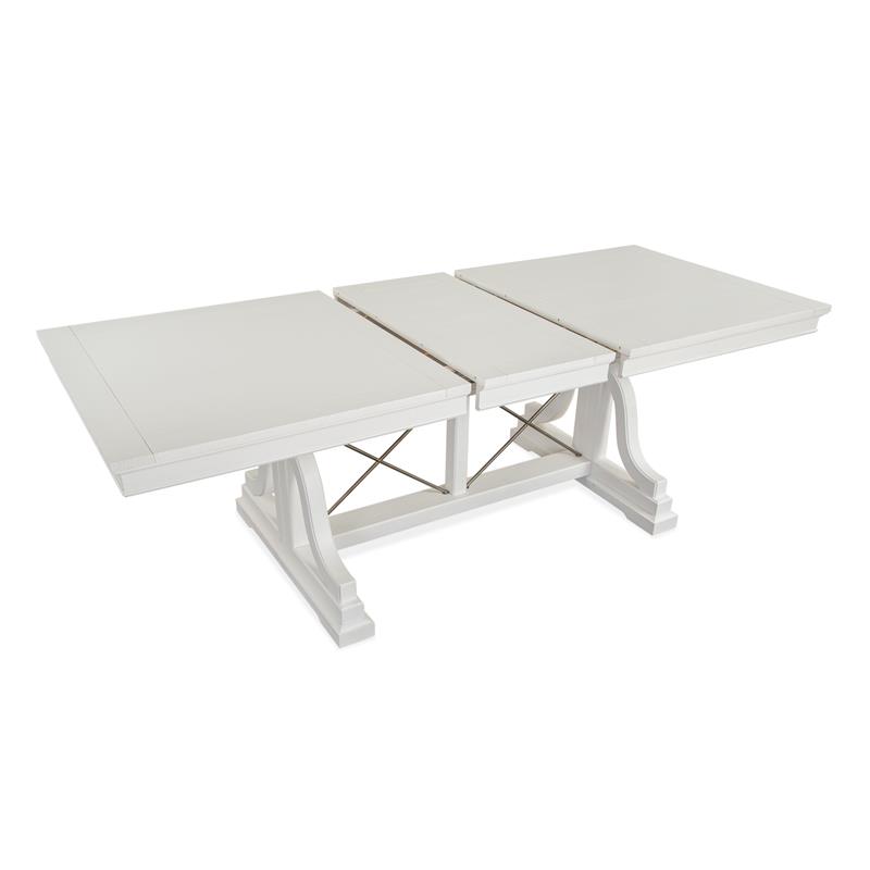 Bowery Hill Wood Transitional Trestle Dining Table in White Finish