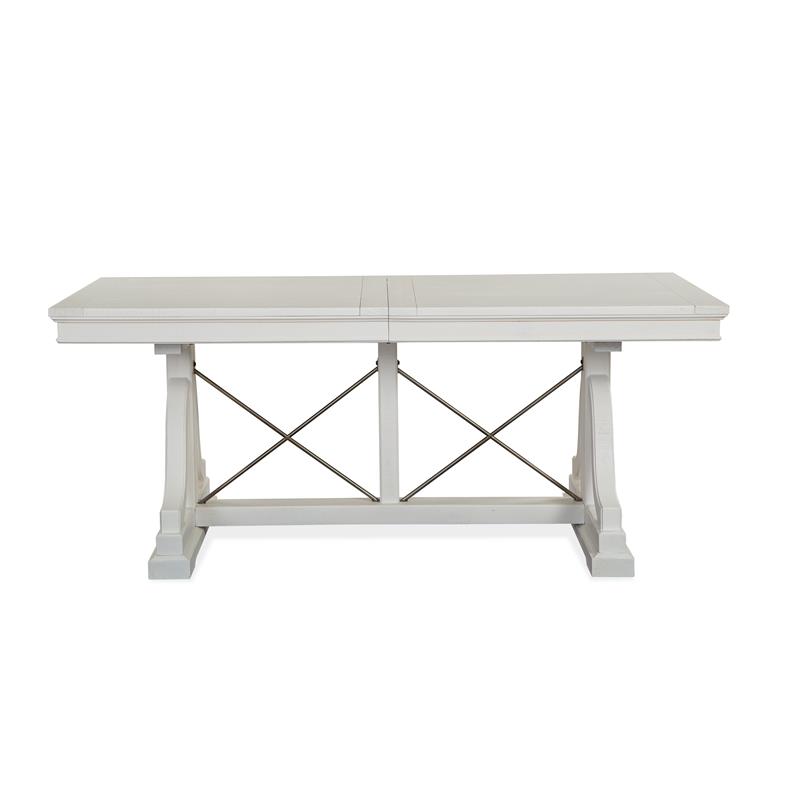 Bowery Hill Wood Transitional Trestle Dining Table in White Finish