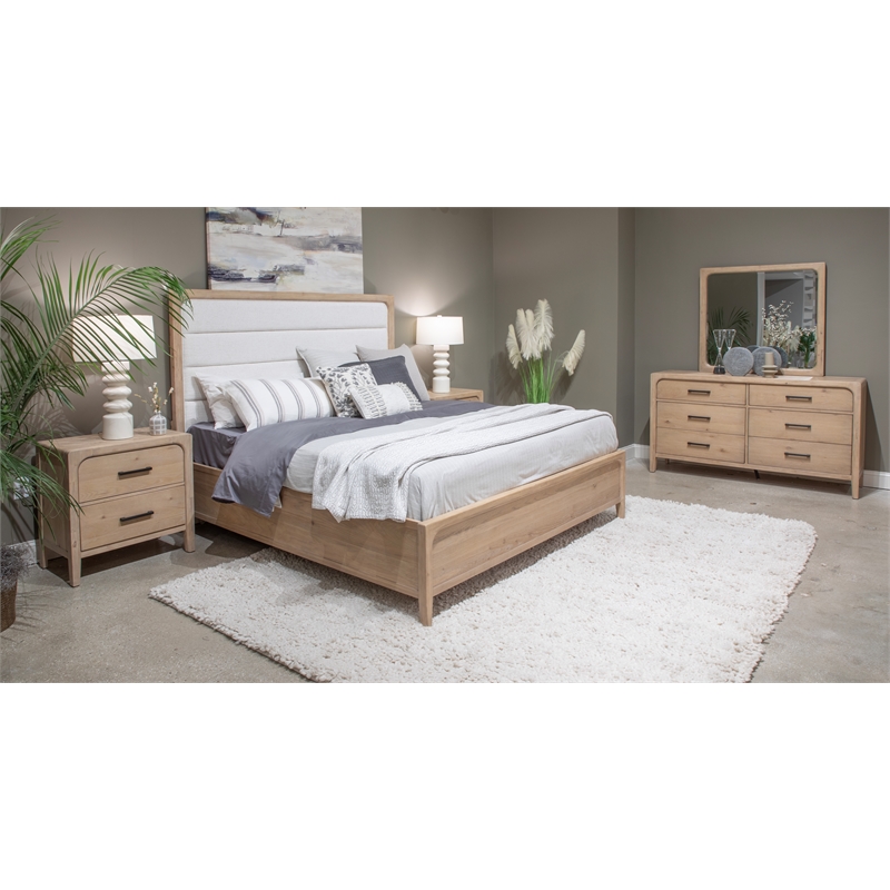 Bowery Hill 2-Drawer Wood Nightstand in Butternut Natural/Graphite