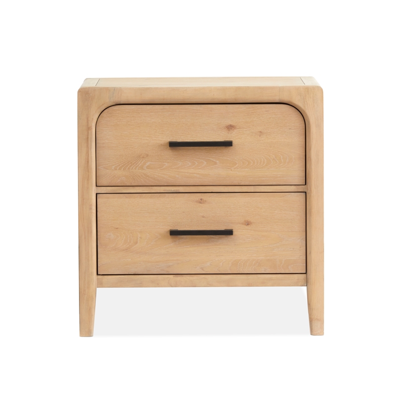 Bowery Hill 2-Drawer Wood Nightstand in Butternut Natural/Graphite