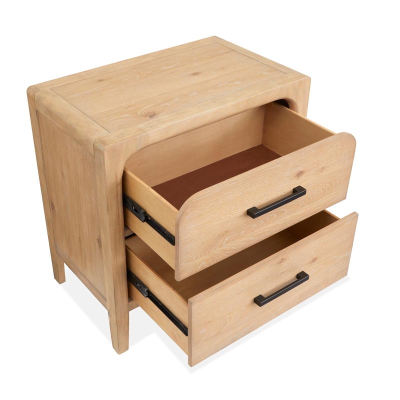 Bowery Hill 2-Drawer Wood Nightstand in Butternut Natural/Graphite