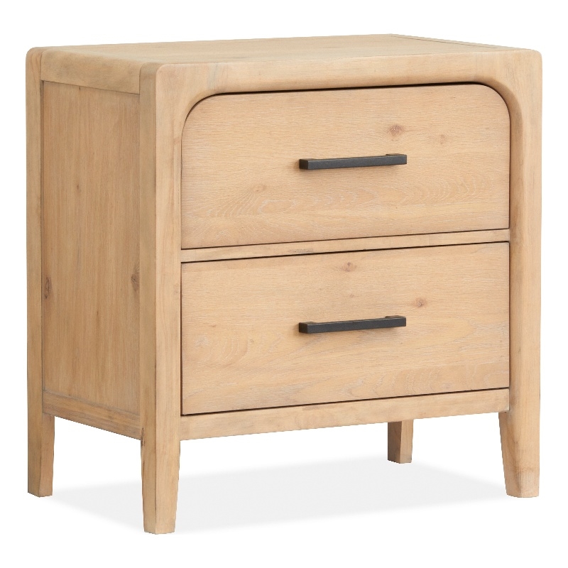 Bowery Hill 2-Drawer Wood Nightstand in Butternut Natural/Graphite