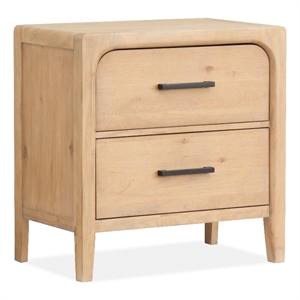 Bowery Hill 2-Drawer Wood Nightstand in Butternut Natural/Graphite