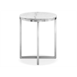 Bowery Hill Transitional White Marble And Brushed Nickel Round End Table