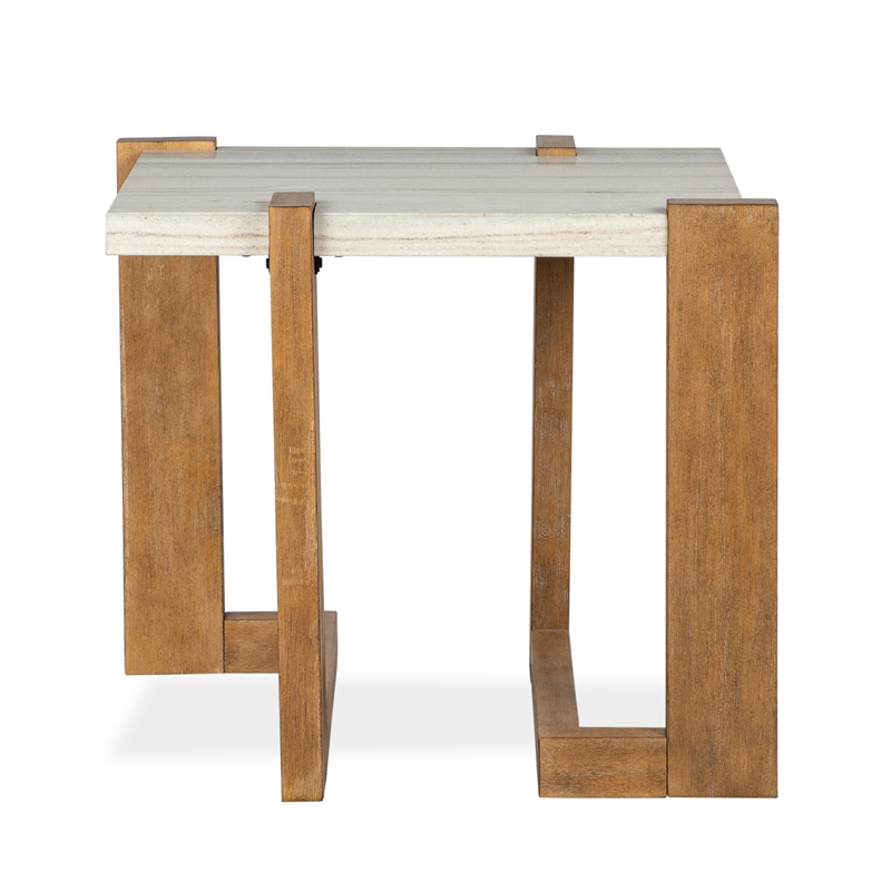Bowery Hill Contemporary Honey Wheat Wood Rectangular End Table