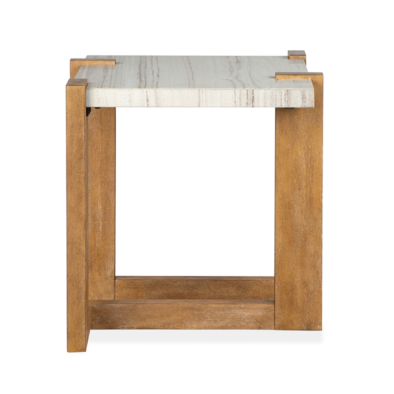 Bowery Hill Contemporary Honey Wheat Wood Rectangular End Table
